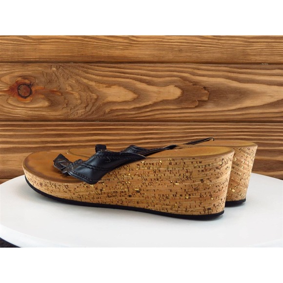 Clarks Size 9 M Women‎ Sandal Flip Flop Black Leather - Picture 8 of 10